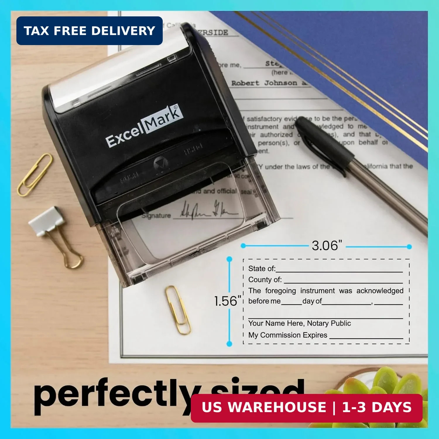 ExcelMark Notary Acknowledgement Stamp - Black Ink