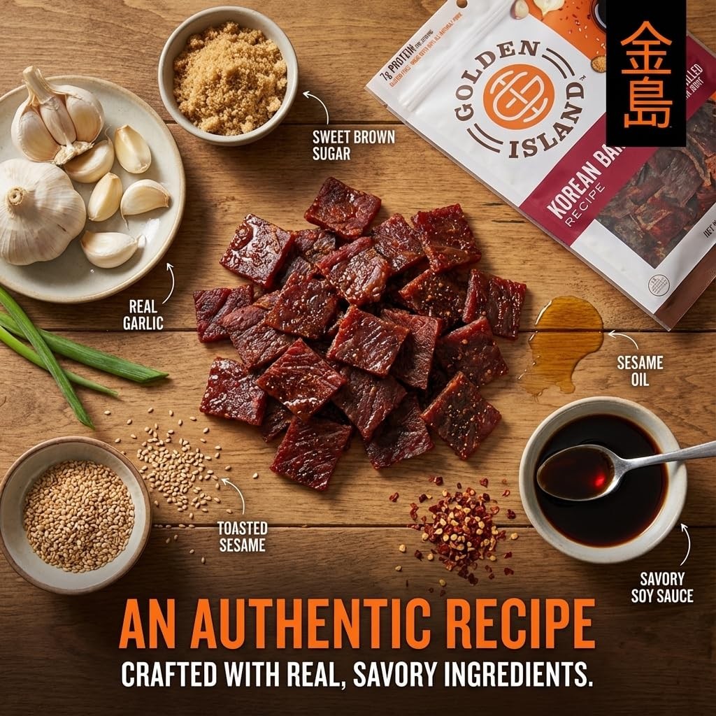 Golden Island Pork Jerky Korean BBQ Flavored, Specialty 9 Ounce (Pack of 2)