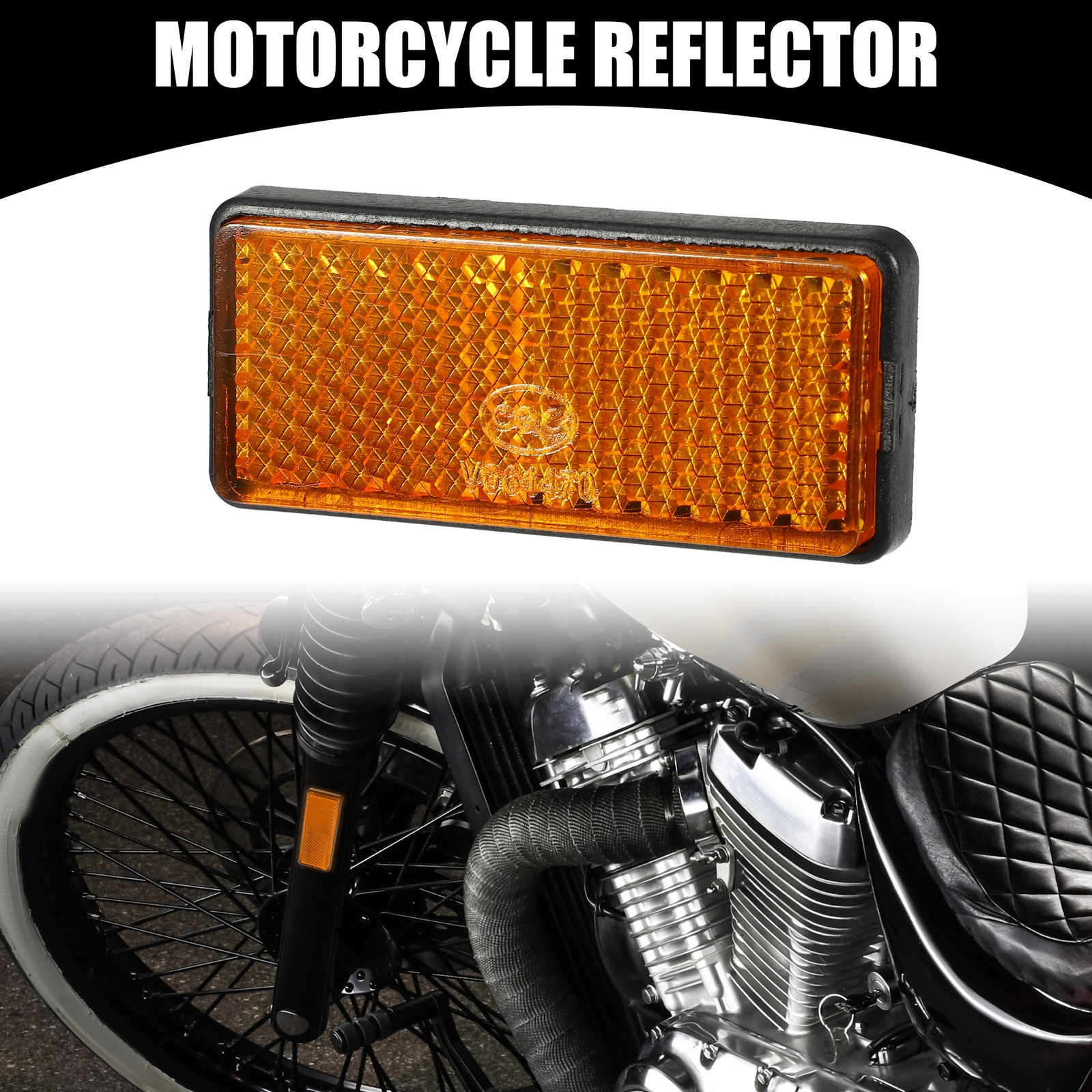4pcs 2.20"x0.98" Universal Reflector Rectangle Motorcycle Reflector Orange