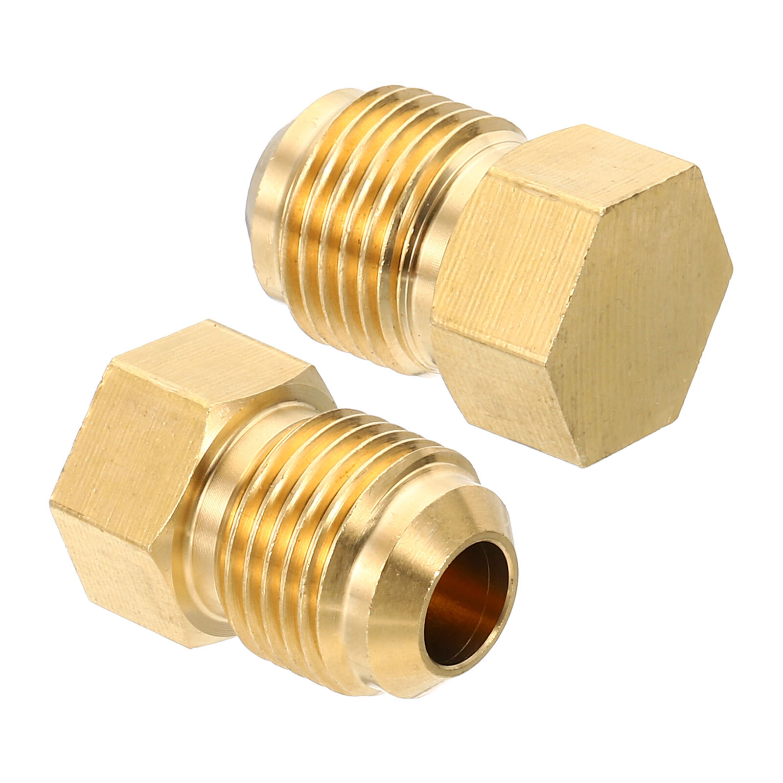 2 x Male 3/8" Brass Seal Plug SAE Flare 45 Degree Hex Pipe Fittings