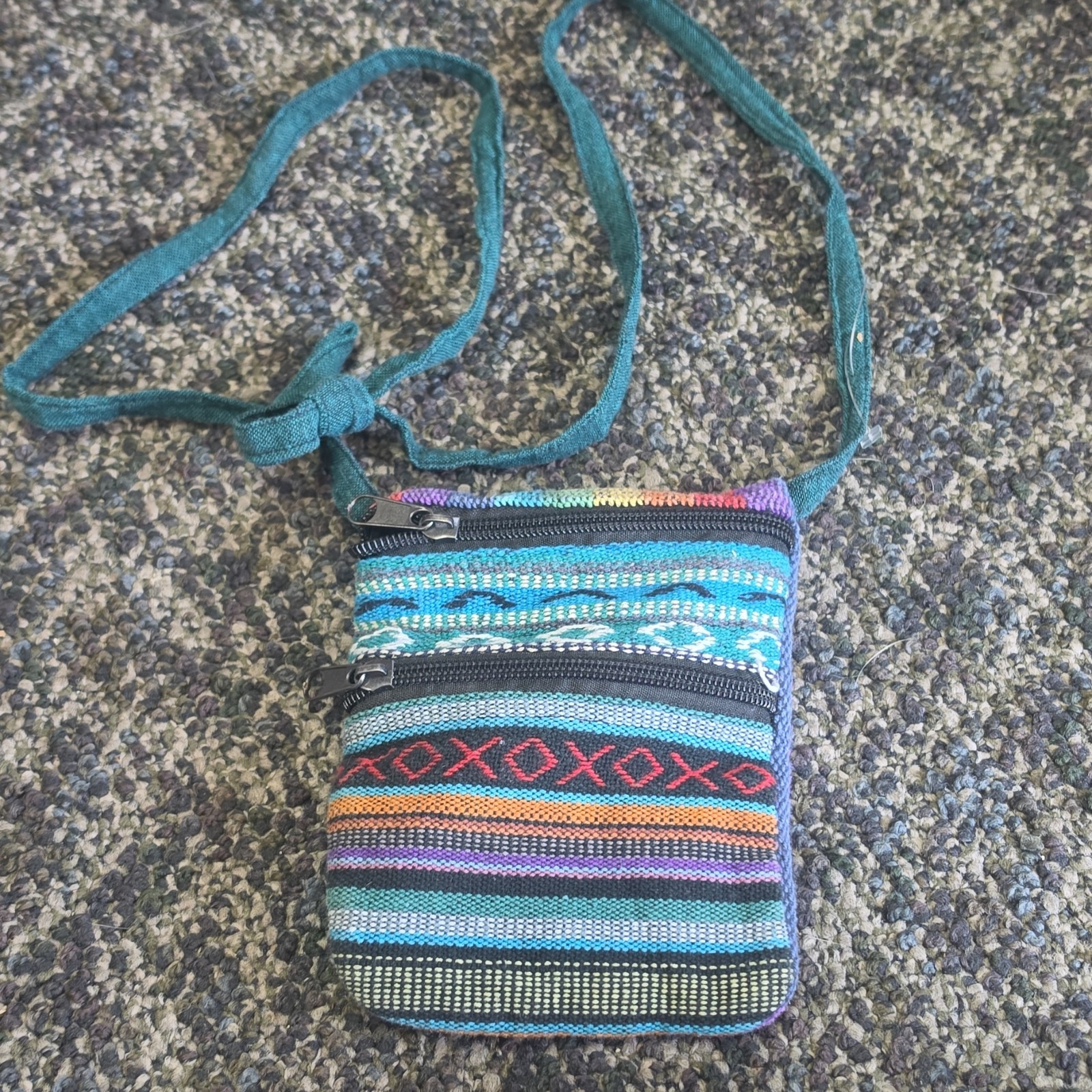 Peruvian Handmade Woven Shoulder Bag with Colorful Patterns, Zipper Compartments