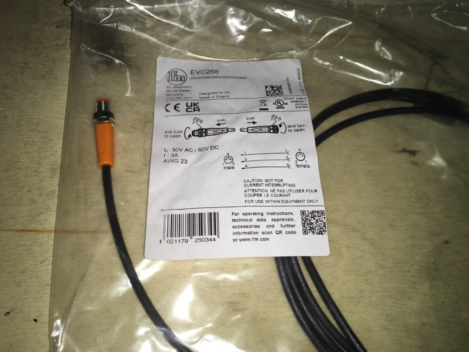 IFM Electronic EVC268, connection cable, NIB, JRM-194