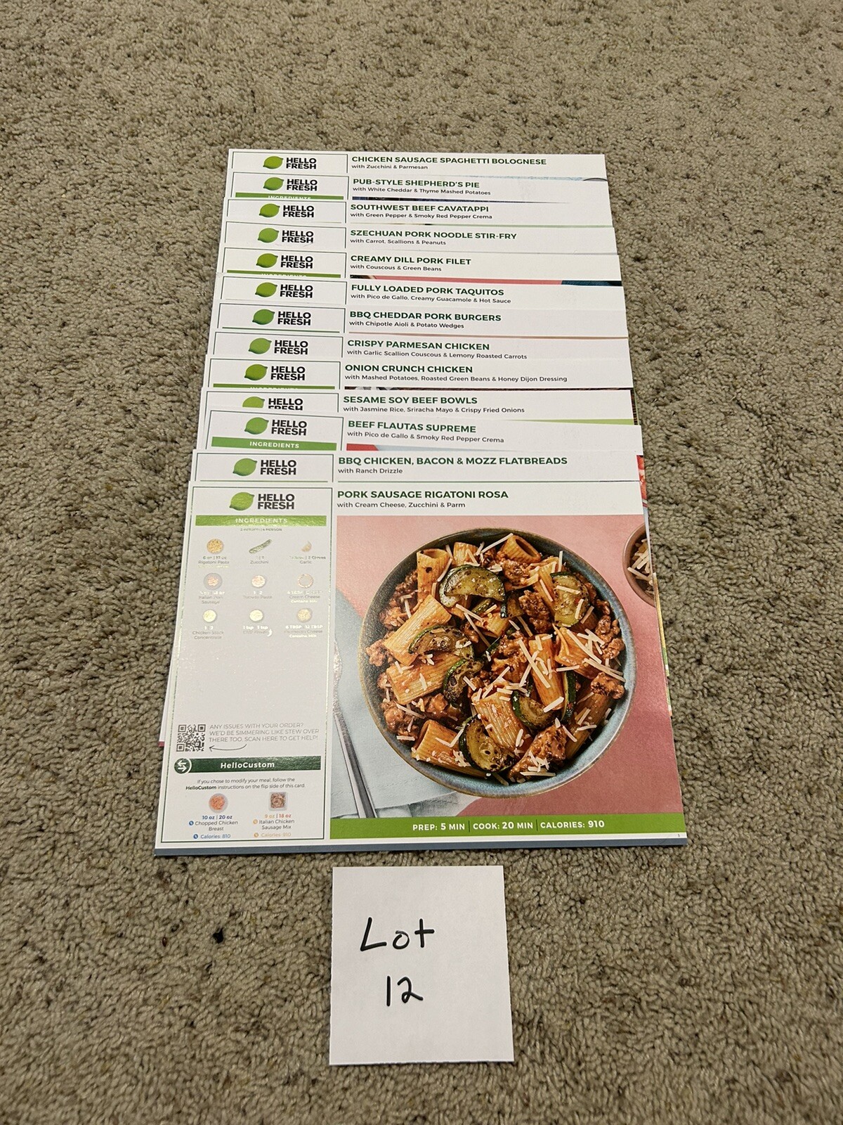 LOT of 13 HELLO FRESH Recipe Cards CHICKEN PORK BEEF  LOT #12 Y24