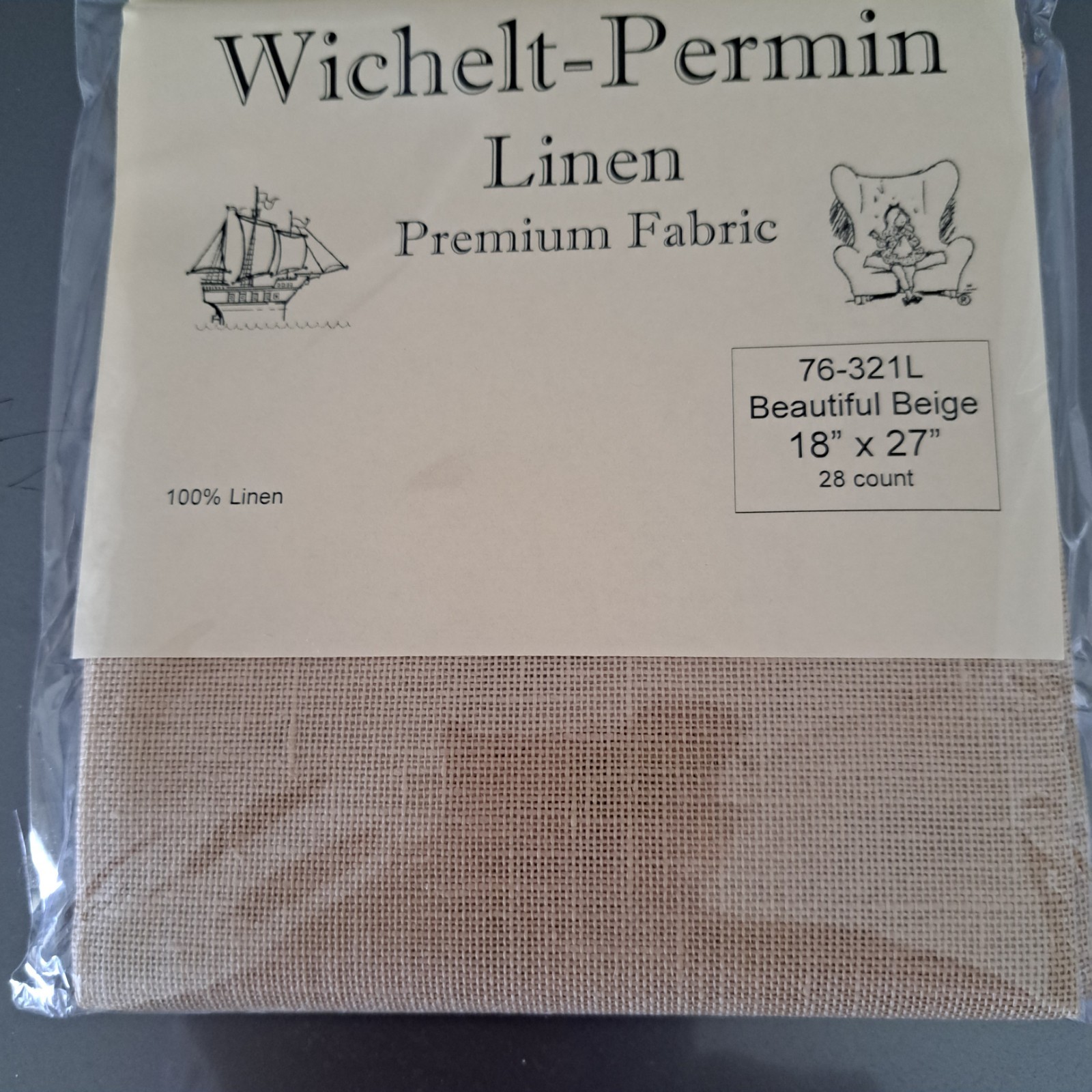 Wichelt-Permin Cross Stitch Linen - 28 Count - "Beautiful Beige" - 18" x 27" Cut