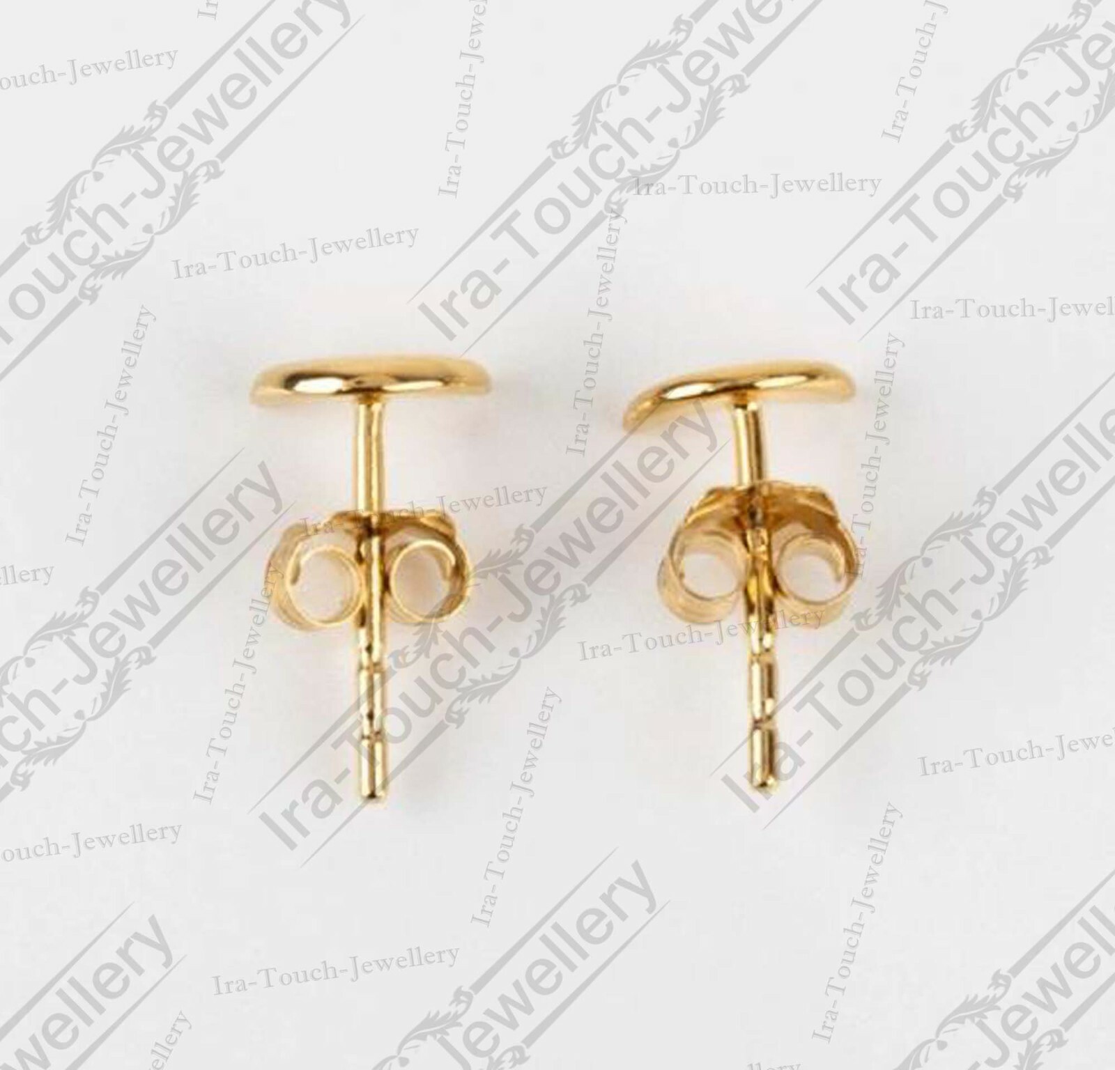 Solid 14k Yellow Gold Over Moon Stud Earrings For Womens