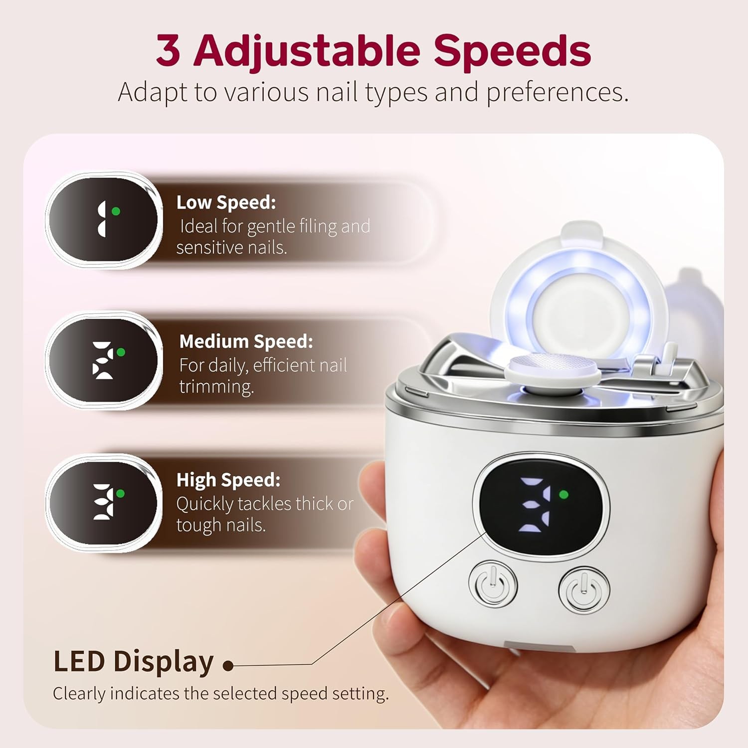 Electric Nail Clipper Automatic Thick Nails Trimmer With LED Lights & Magnifier