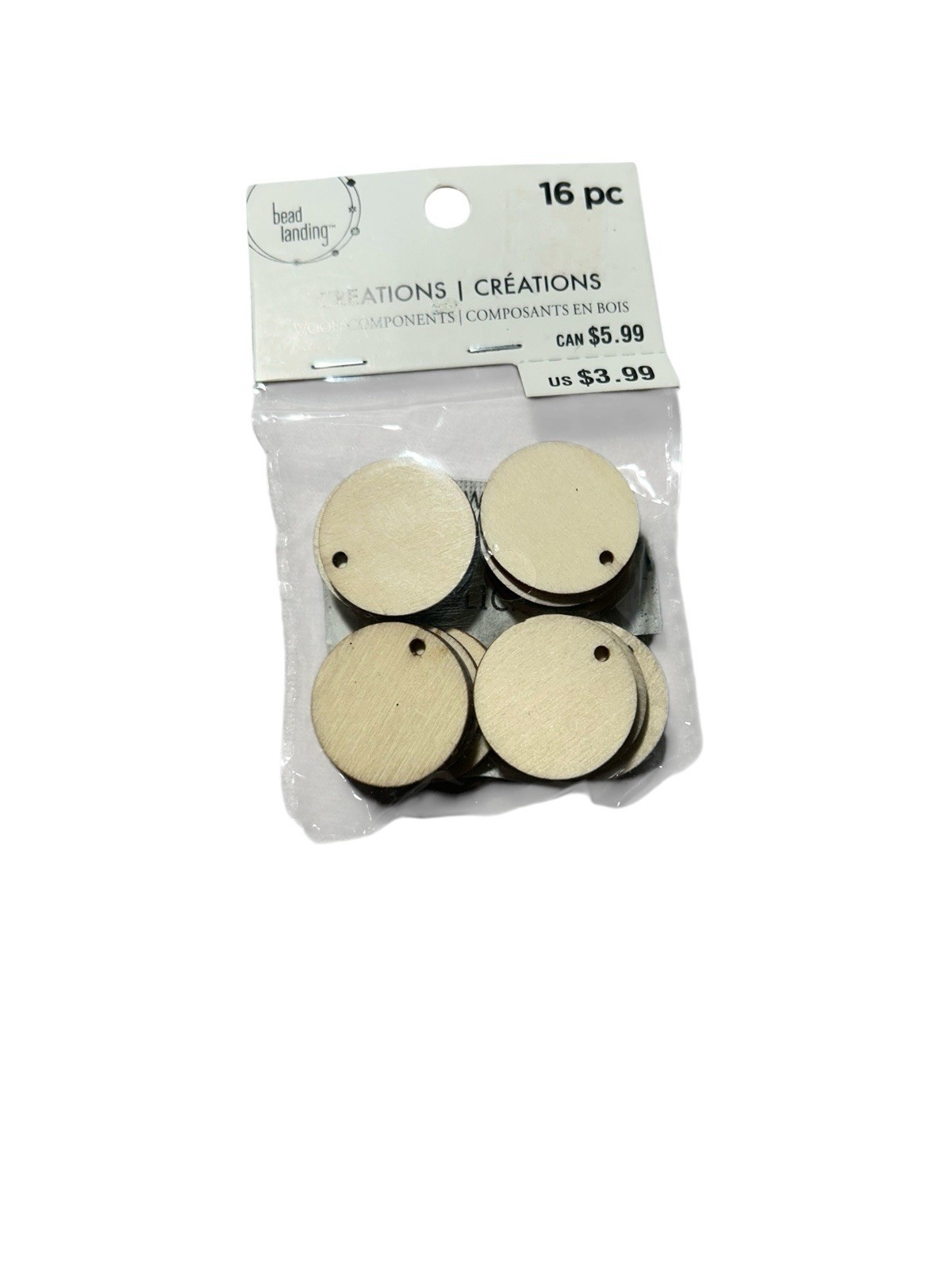 Bead Landing 8 Pkgs Wood Earring Craft Components Assorted Shapes (56 pc)