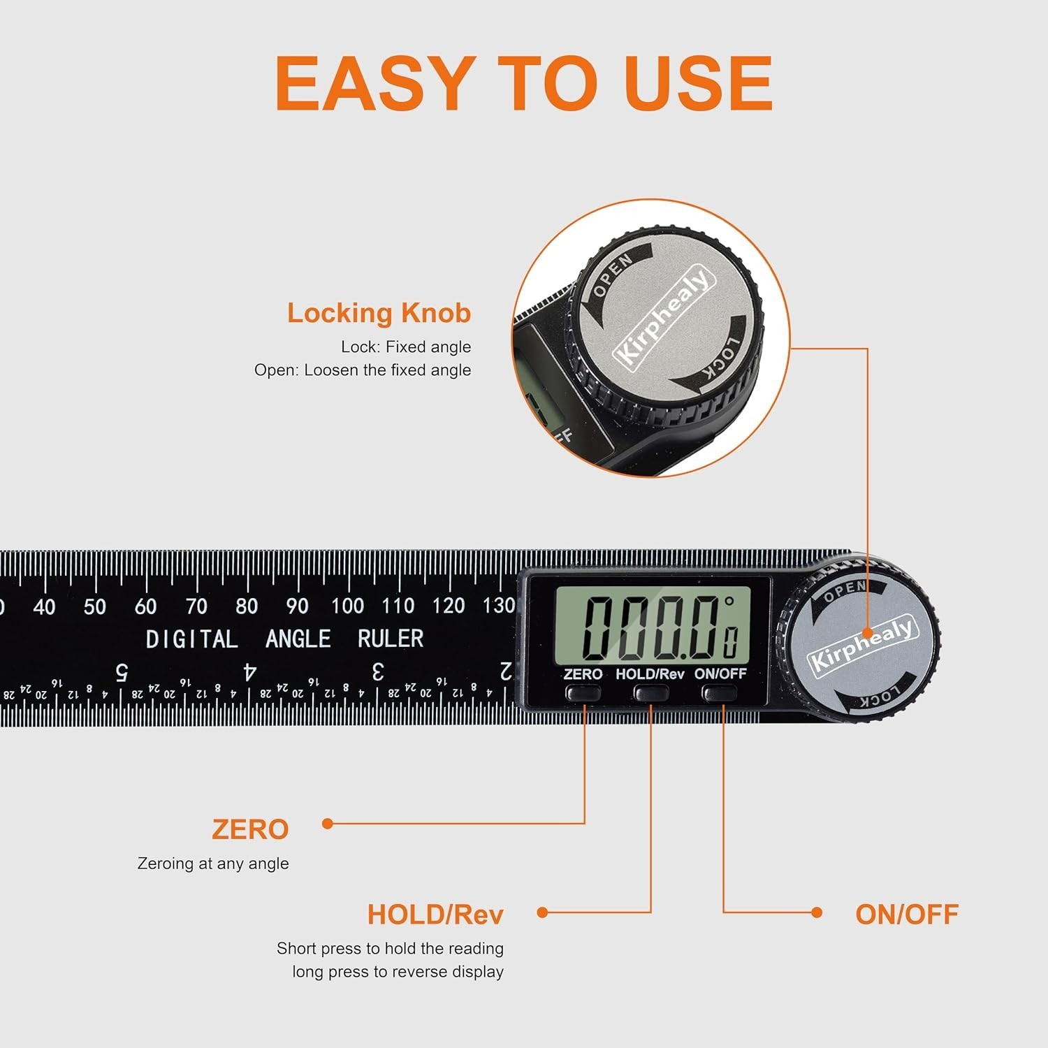 7-Inch Quick-Display Digital Protractor - Ideal for Carpentry & Home Improvement