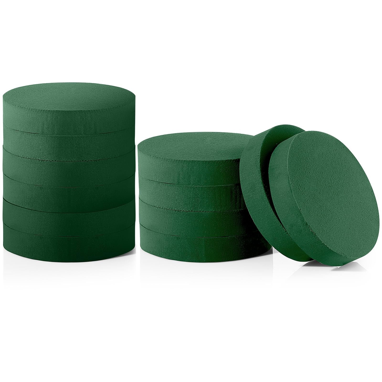 12 Pieces Round Floral Foam, 8 x 8 x 1.57 Inch, Wet Green, DIY Arrangement