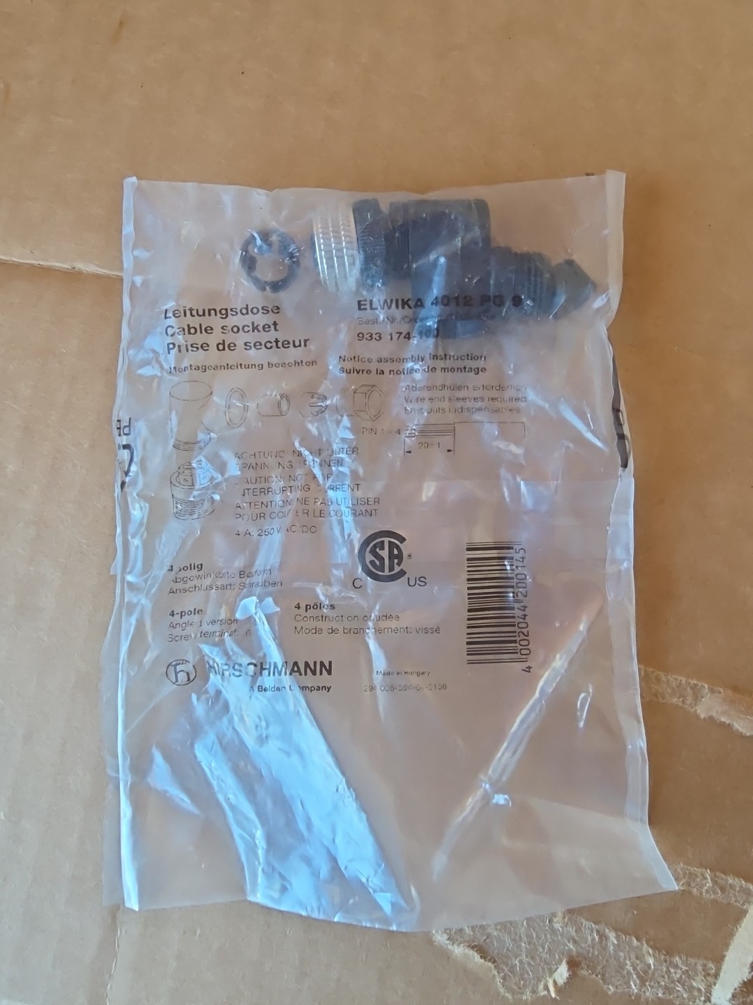 Hirschmann cable socket 933 174-100 ELWIKA 4012 PG9 -new-