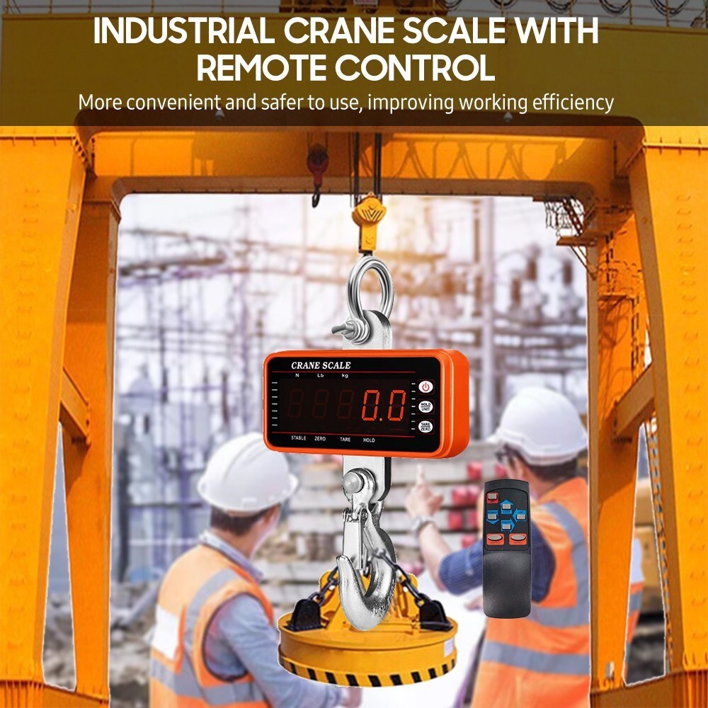2200lbs/1000kgs Digital Hanging Scale Industrial Heavy Duty Crane Tare Function