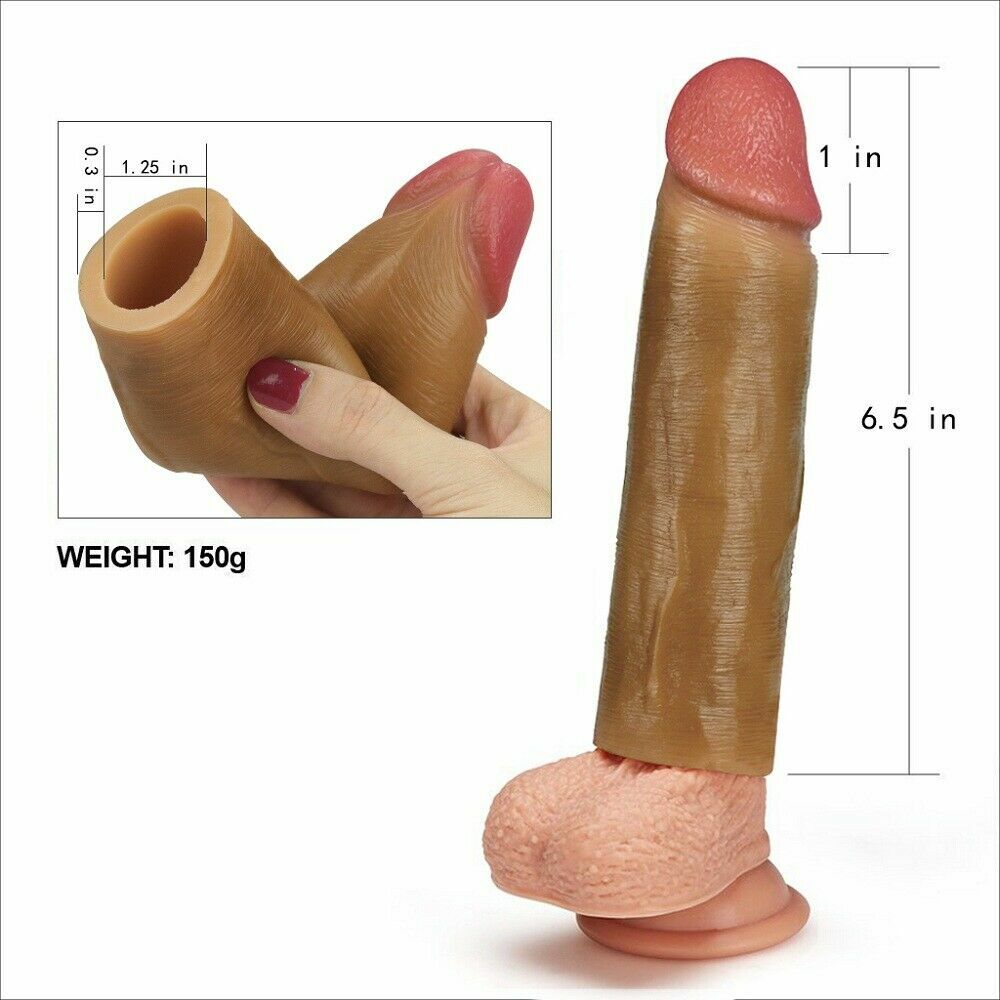 Penis Extender Sleeve Reusable Condom Soft Silicone adds Length & Girth to Penis