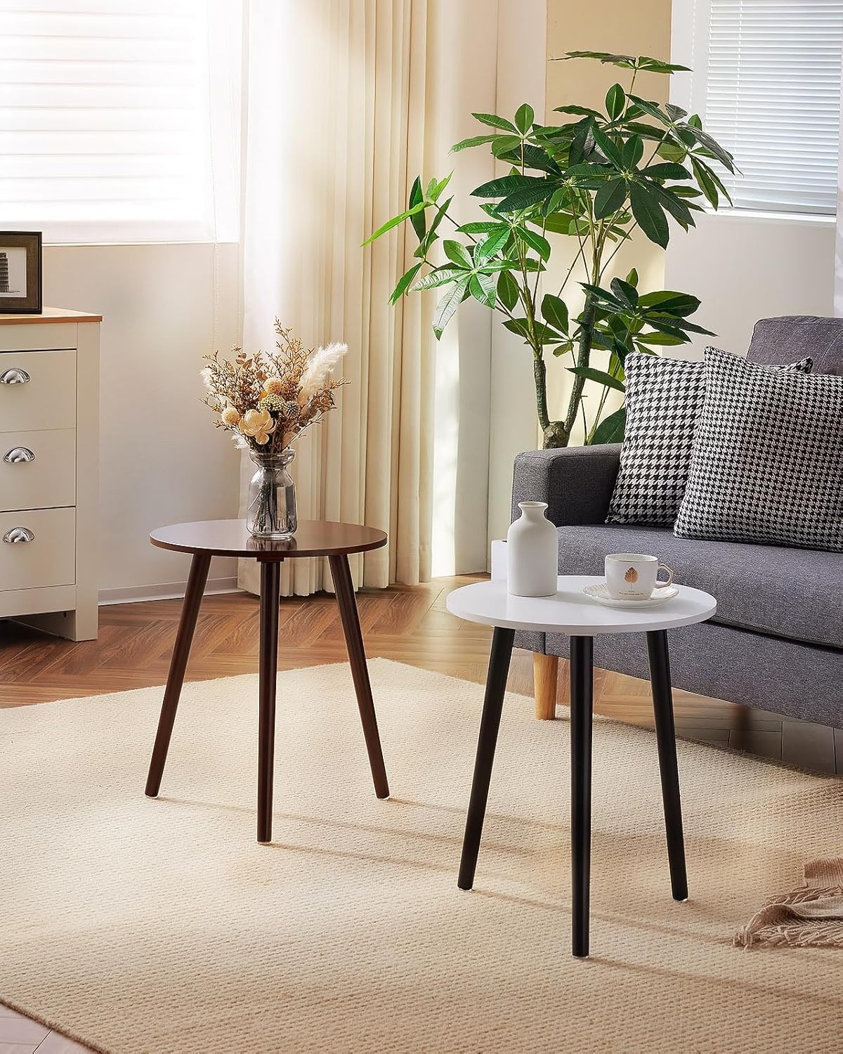 Side Tables End Table Bedroom Dark Brown Round Side Table Nightstand Bedside