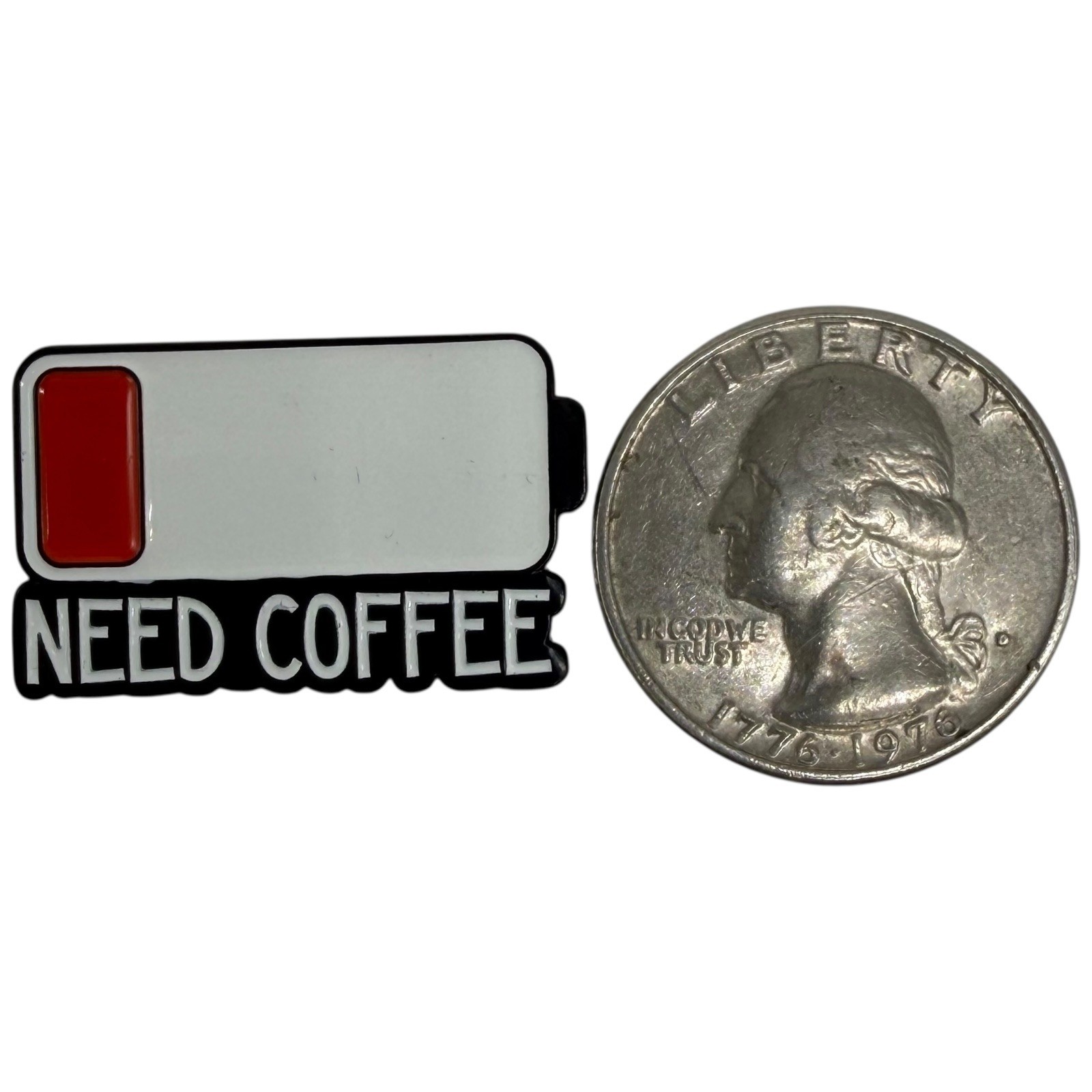 Need Coffee Battery Enamel Pin Low Power Badge Accessory