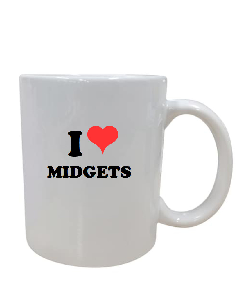 I Love Midgets Funny Coffee Mug Tea Cup Present Gift Heart Little People