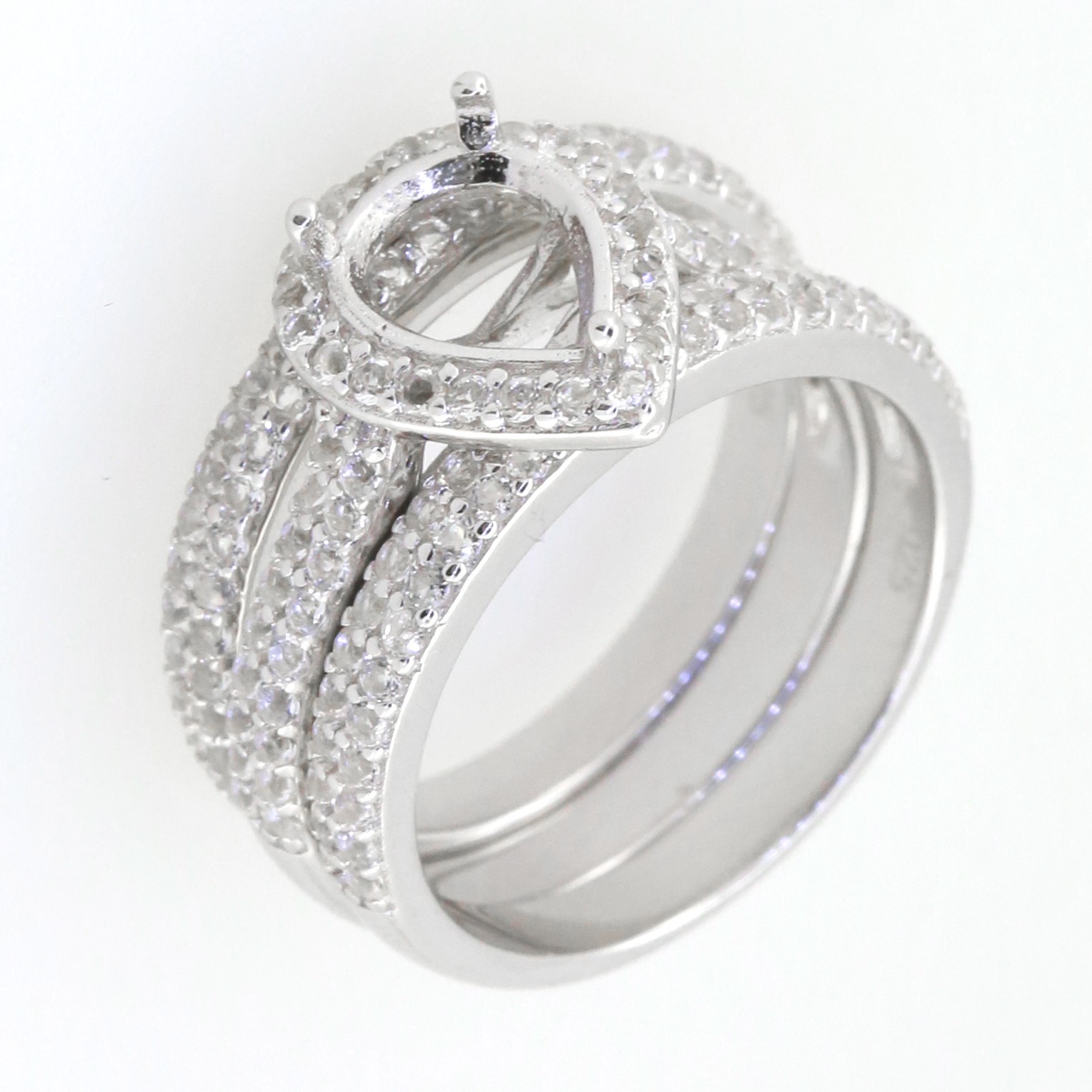 Sterling Silver Semi Mount Ring Setting Cushion CU 9x7mm