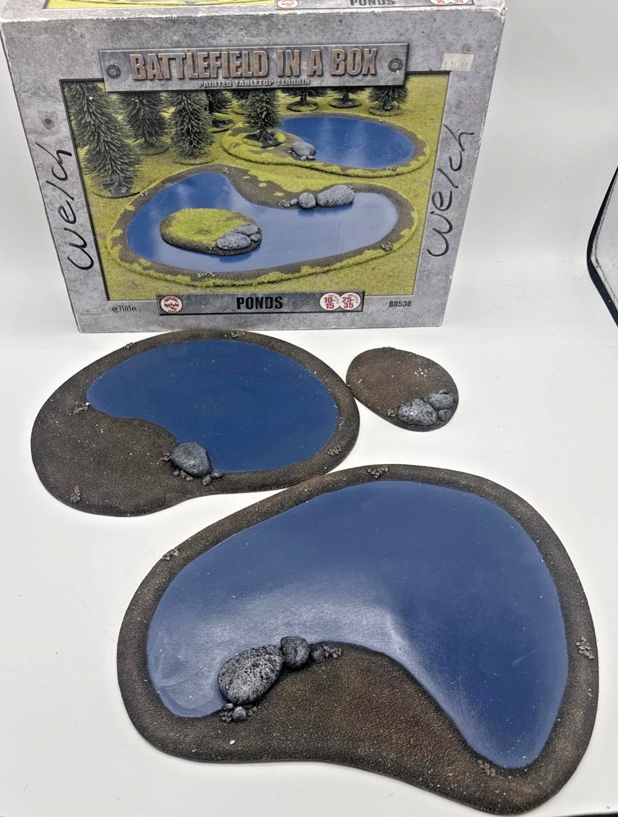 Battlefield In A Box Painted Tabletop Terrain, 2 Ponds, 1 Island Only No Grass