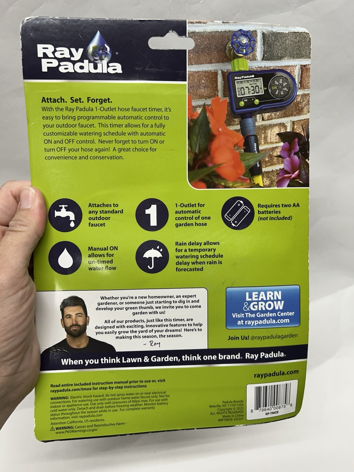 Ray Padula 1-Zone Programmable Sprinkler Timer for Yard Garden Hose (SHR)