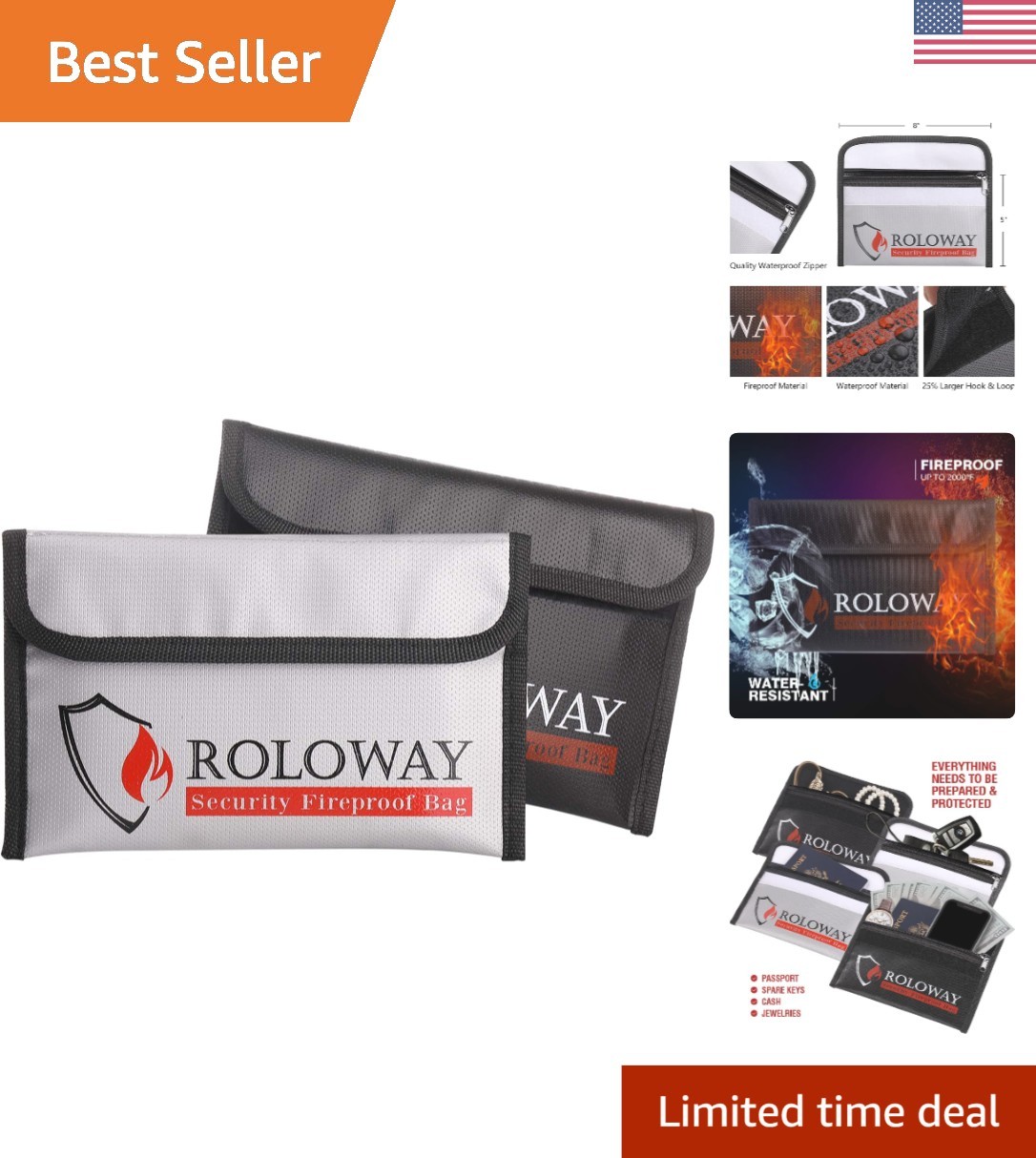 Essential 5x8 Fireproof Wallet for Passports & Valuables – Water-Resistant Duo