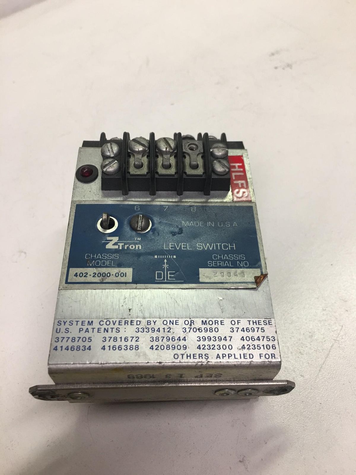 Ztron Level Switch Chassis Model 402-2000-001