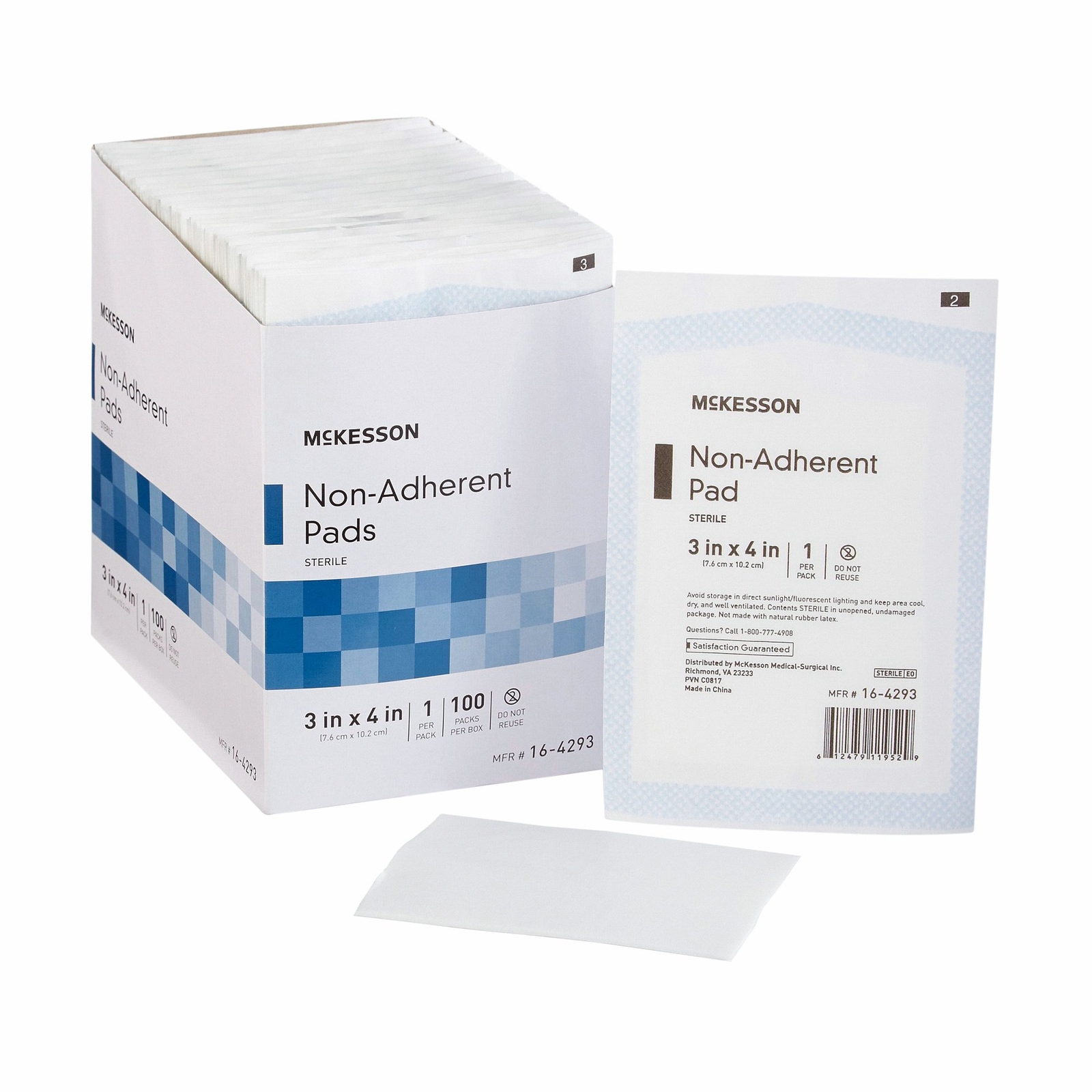 McKesson Sterile Non-Adherent Dressing Rectangle 3 x 4" 16-4293 1200 per Case