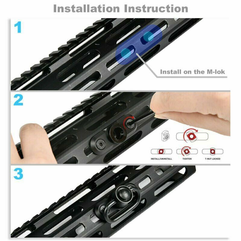 2 Point Sling Adjustable Strap + 2Pcs M-Lok Mlock QD Sling Swivels Quick Mounts