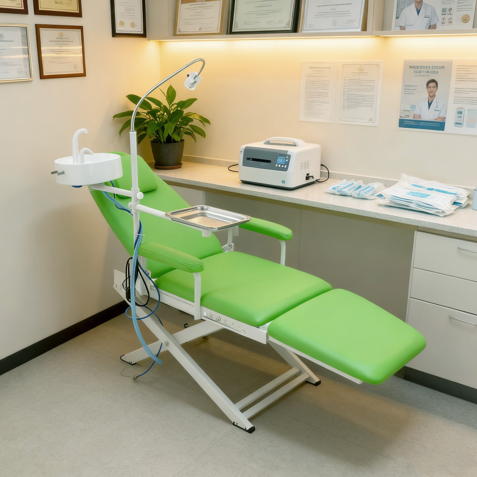 Portable Folding Mobile Chair, Rechargeable Two-stage Led Light Dental chair