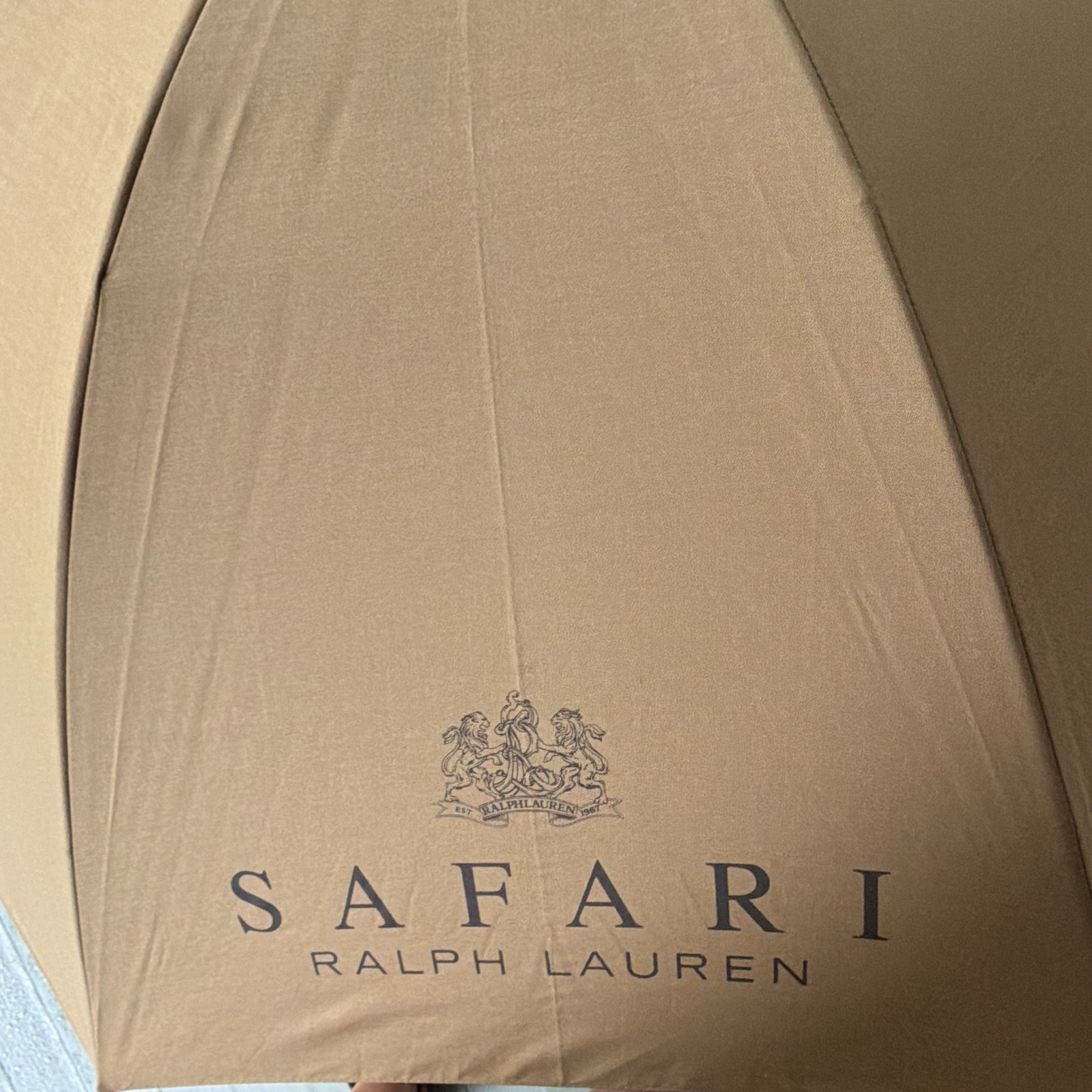 Ralph Lauren Safari Tan Solid Classic Men’s Umbrella Hook Handle Logo