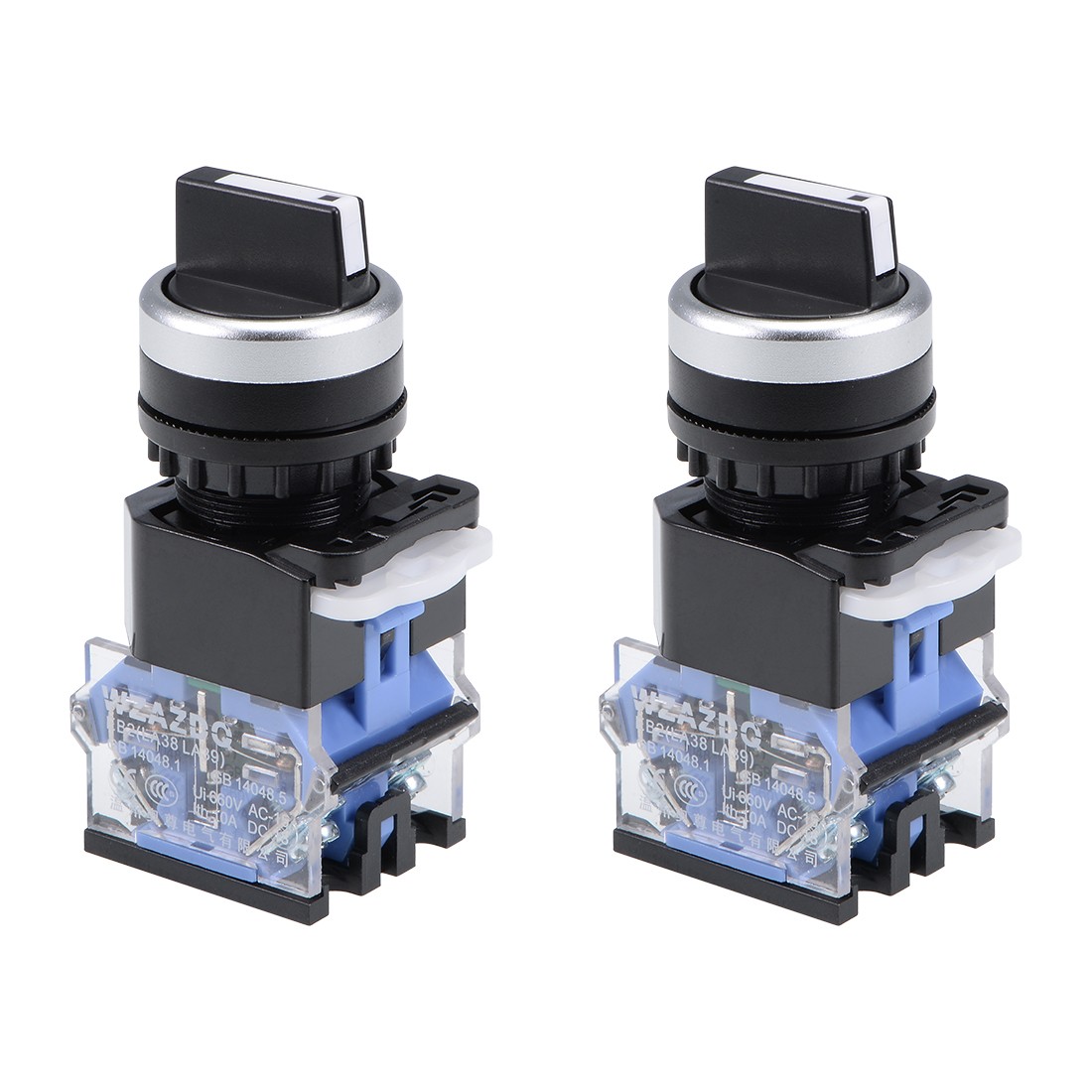 Rotary Selector Switch 2 Positions 2NO Momentary AC 600V 10A 2pcs