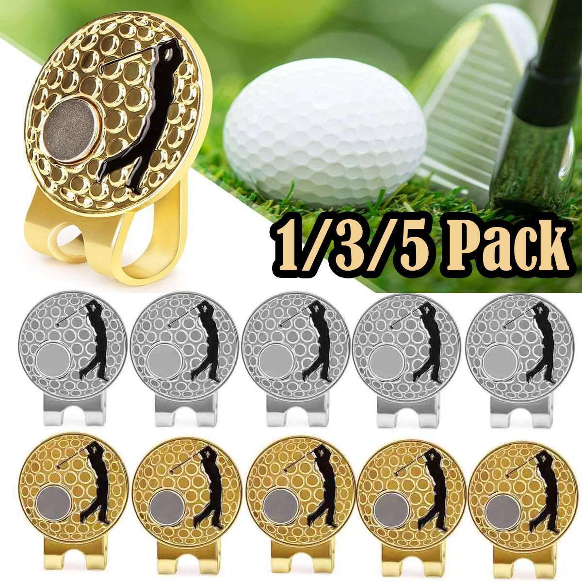 1/3/5 Pack Golf Magnetic Hat Clip Ball Marker Hat Clip Putting For Ball Marker