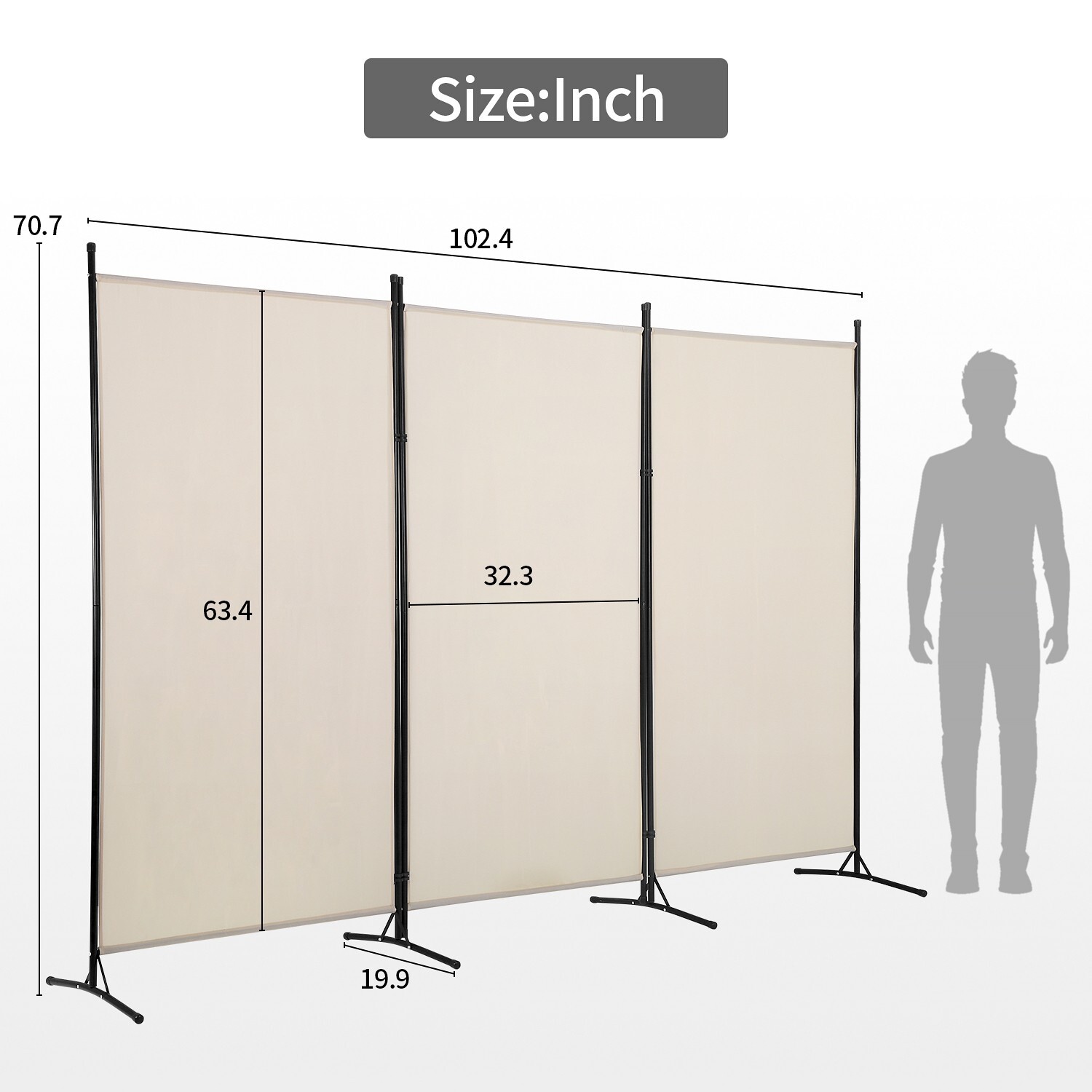 PayLessHere 3 Panel Room Divider Folding Privacy Screen 5.9FT Partition Room