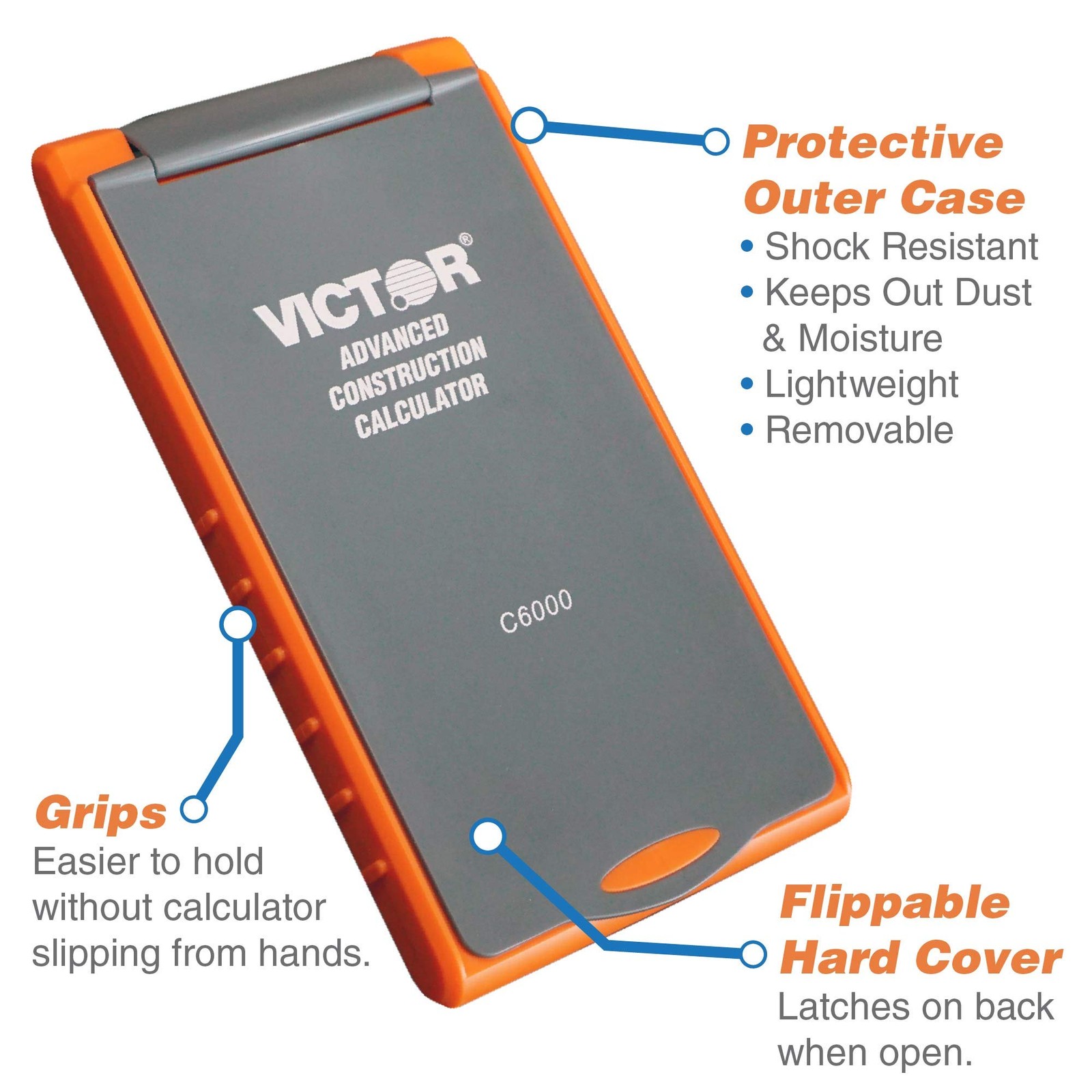 Victor C6000 Advanced Construction Calculator with Protective Small, Orange