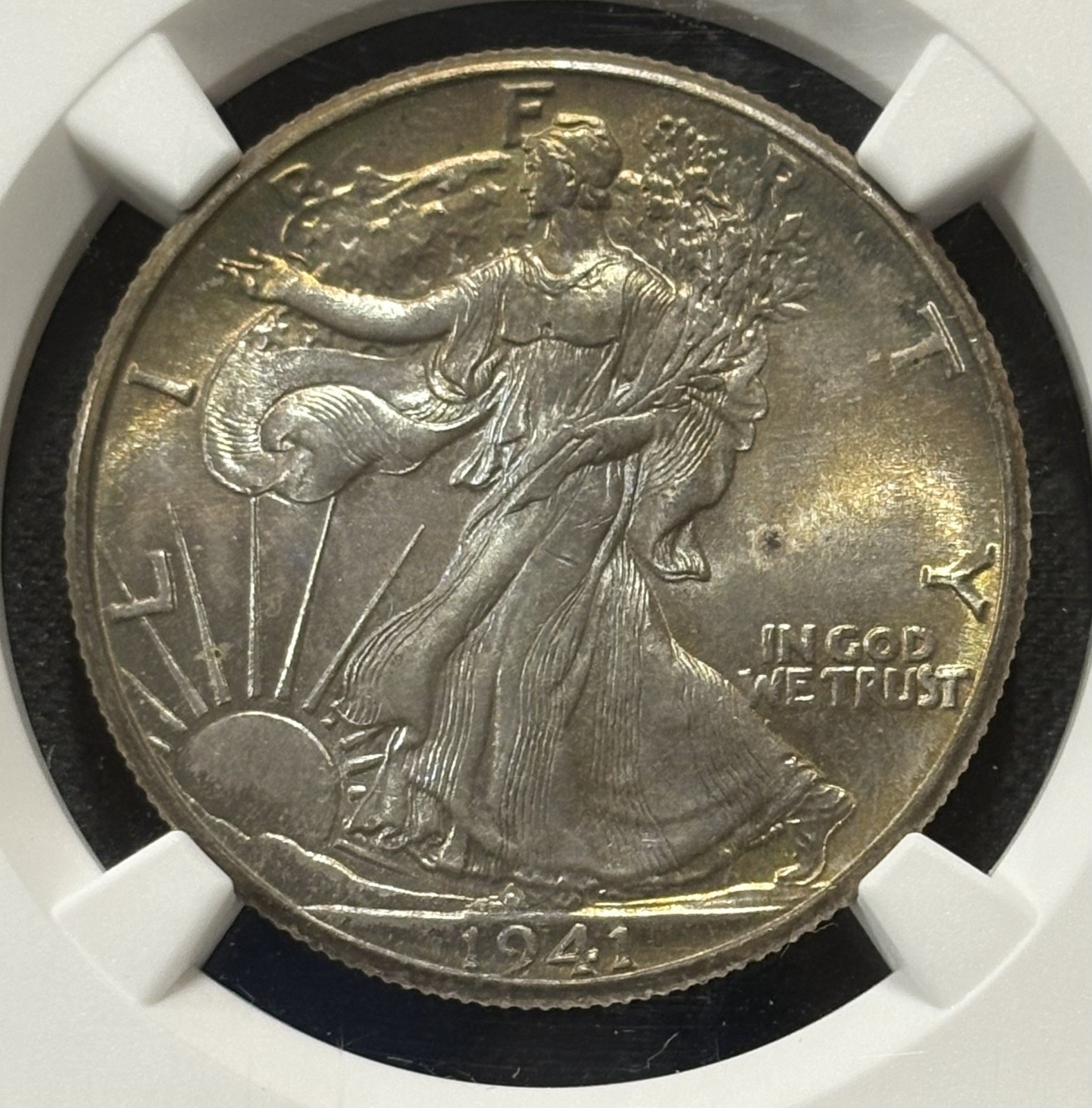 1941 Walking Liberty Half Dollar NGC MS66+ TONED Nice Coin! High Grade