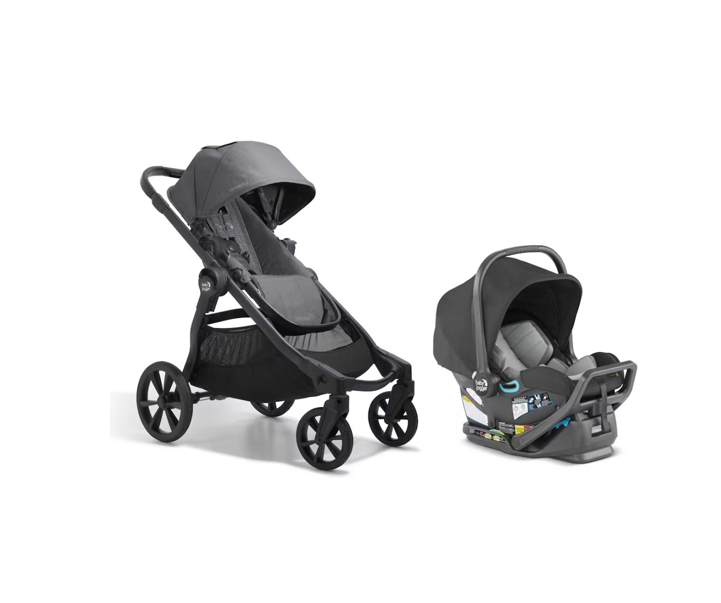 NEW Baby Jogger City Select 2 Travel System Radiant Slate w/ City GO 2 InfantCar