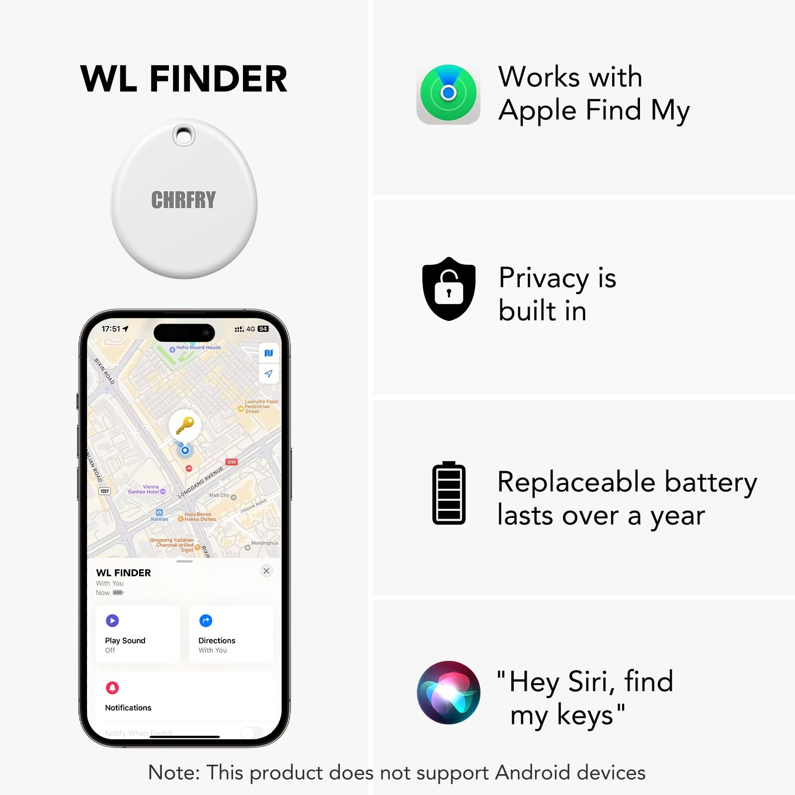 Tracker -2 Pack, Smart Bluetooth Item Finder 2 PACK, Black and White