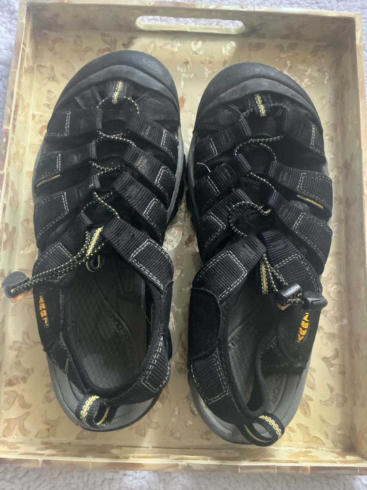 KEEN Newport H2 Men's Hiking Sandals Black/Yellow Waterproof Closed Toe Size 10
