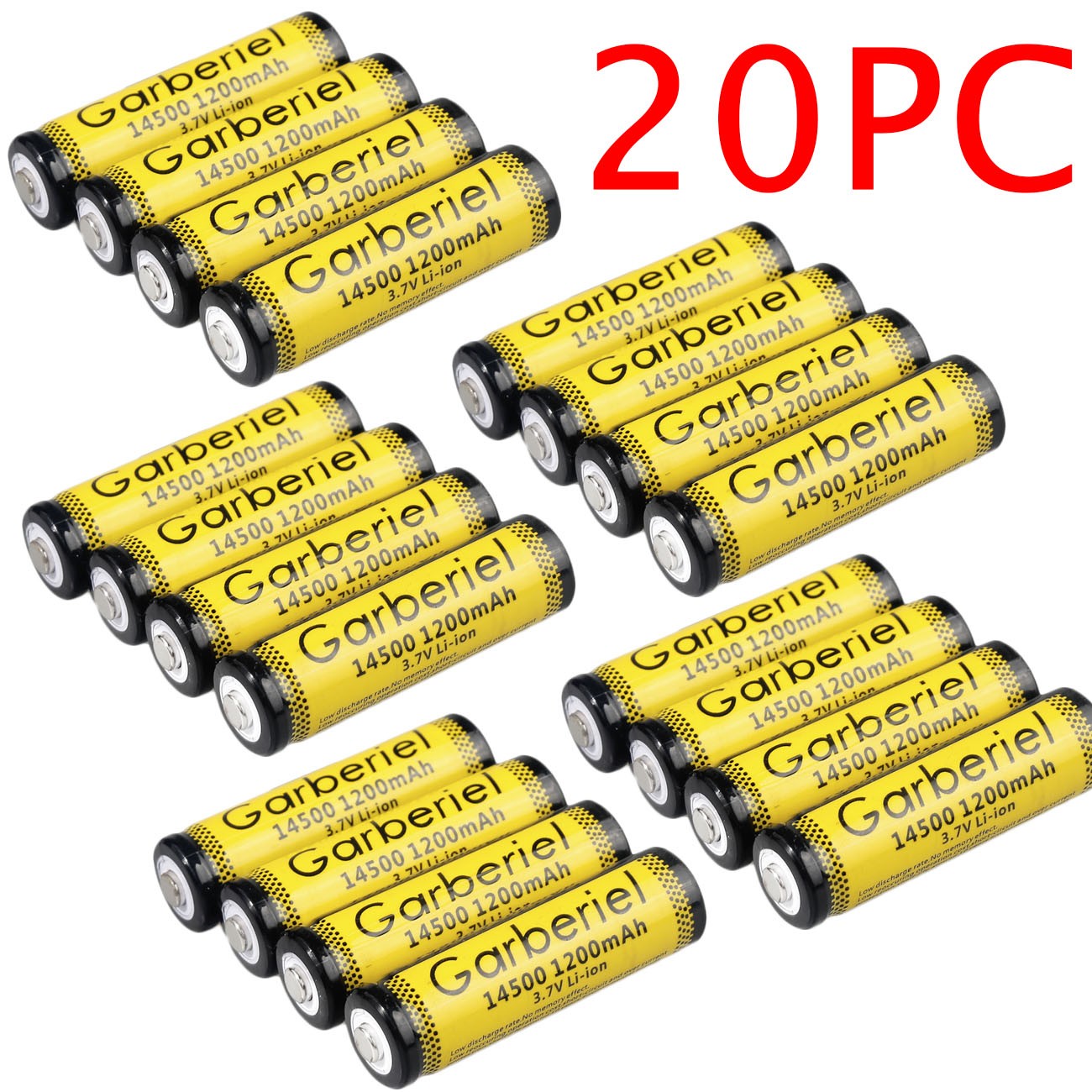 20PACK 1200mAH 14500 Battery 3.7V Rechargeable AA Batteries for Flashlight Torch