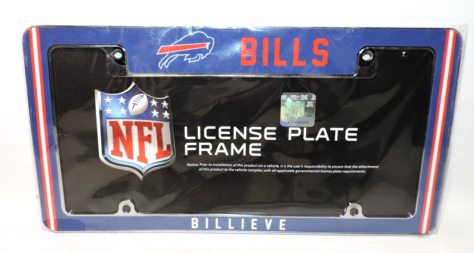 Buffalo Bills License Plate Frame Metal Tag Cover BILLIEVE Believe NFL AFC, NEW