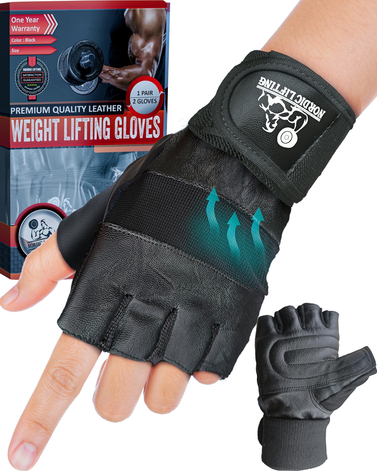 Weight Lifting Gloves with 12" Wrist Wraps Support for Gym Workout, Cross Tra...