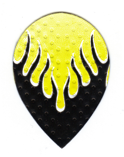 Dart Flights 1 Black & Yellow Flame Teardrop Shape Set