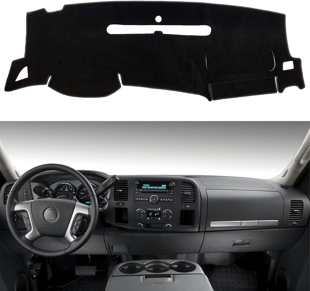 HanLanKa Dash Cover for 07-13 GMC Sierra & Chevy Silverado (Two Glove Boxes)