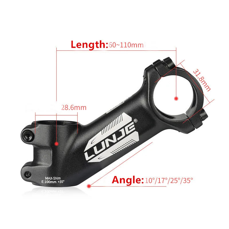 Ultralight Bike Stem 31.8mm MTB Road 10-35° Alloy Handlebar Stem 60-110mm