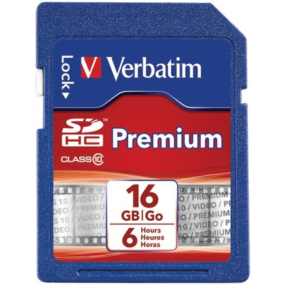 Verbatim 96808 Premium SDHC Memory Card, Class 10, 16Gb