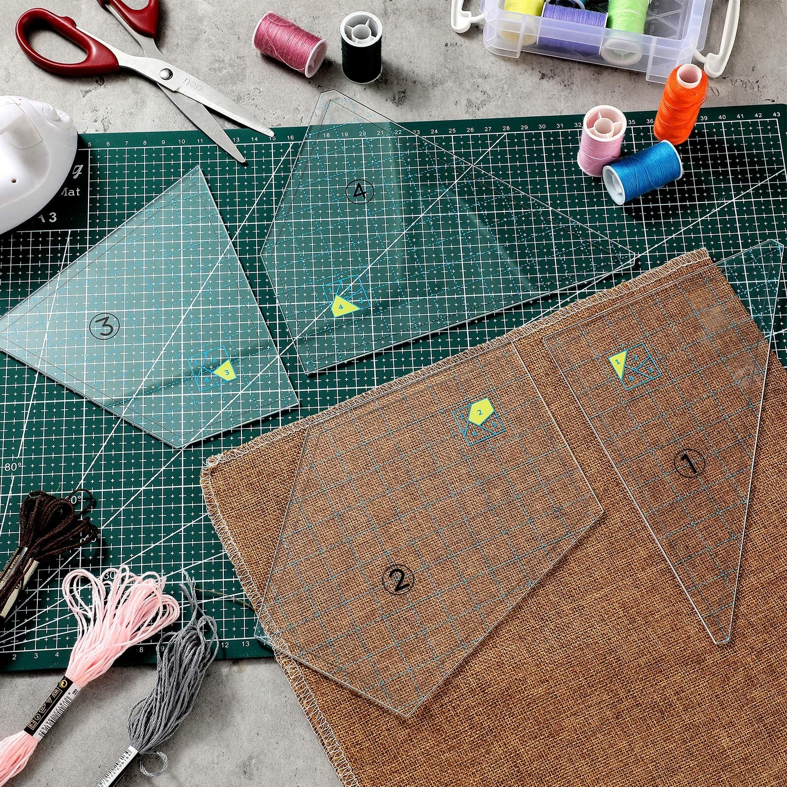 Quilting Templates Set Acrylic Cutting Stencils DIY Hand Patchwork Sewing
