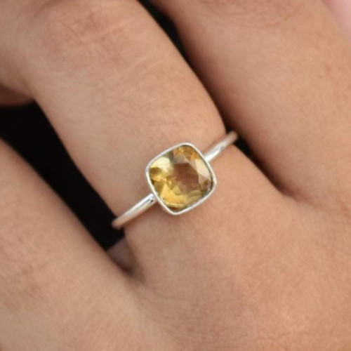 Citrine Ring 925 Sterling Silver Wide Band Handmade Statement Gemstone Jewellery