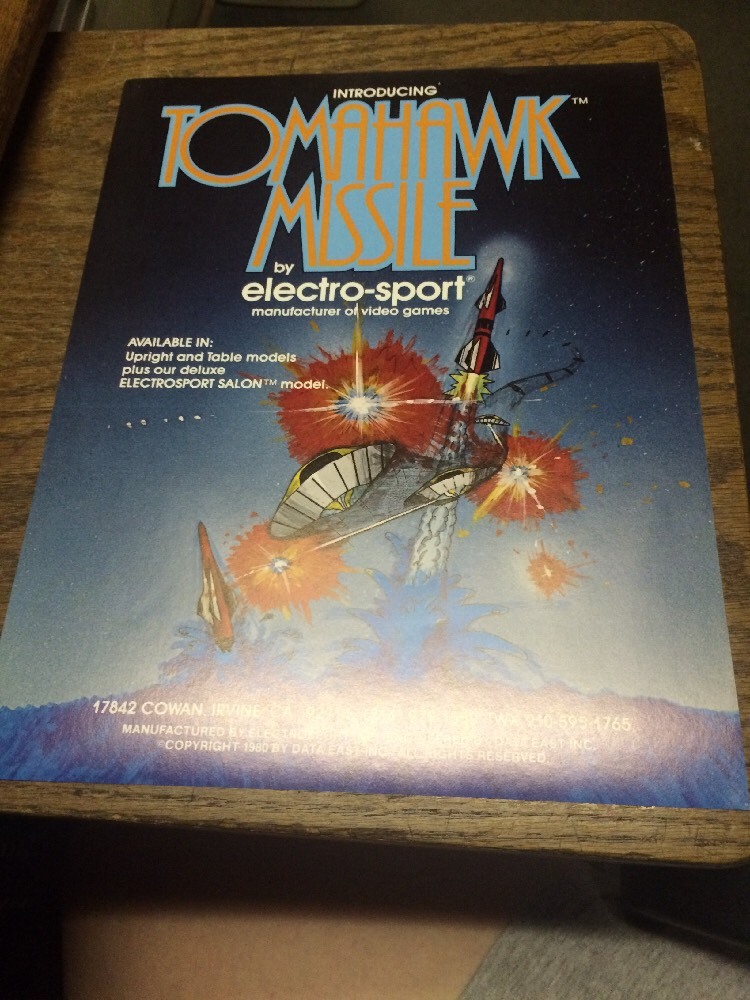 Data East TOMAHAWK MISSILE Arcade Video Game flyer- original ONE SIDED