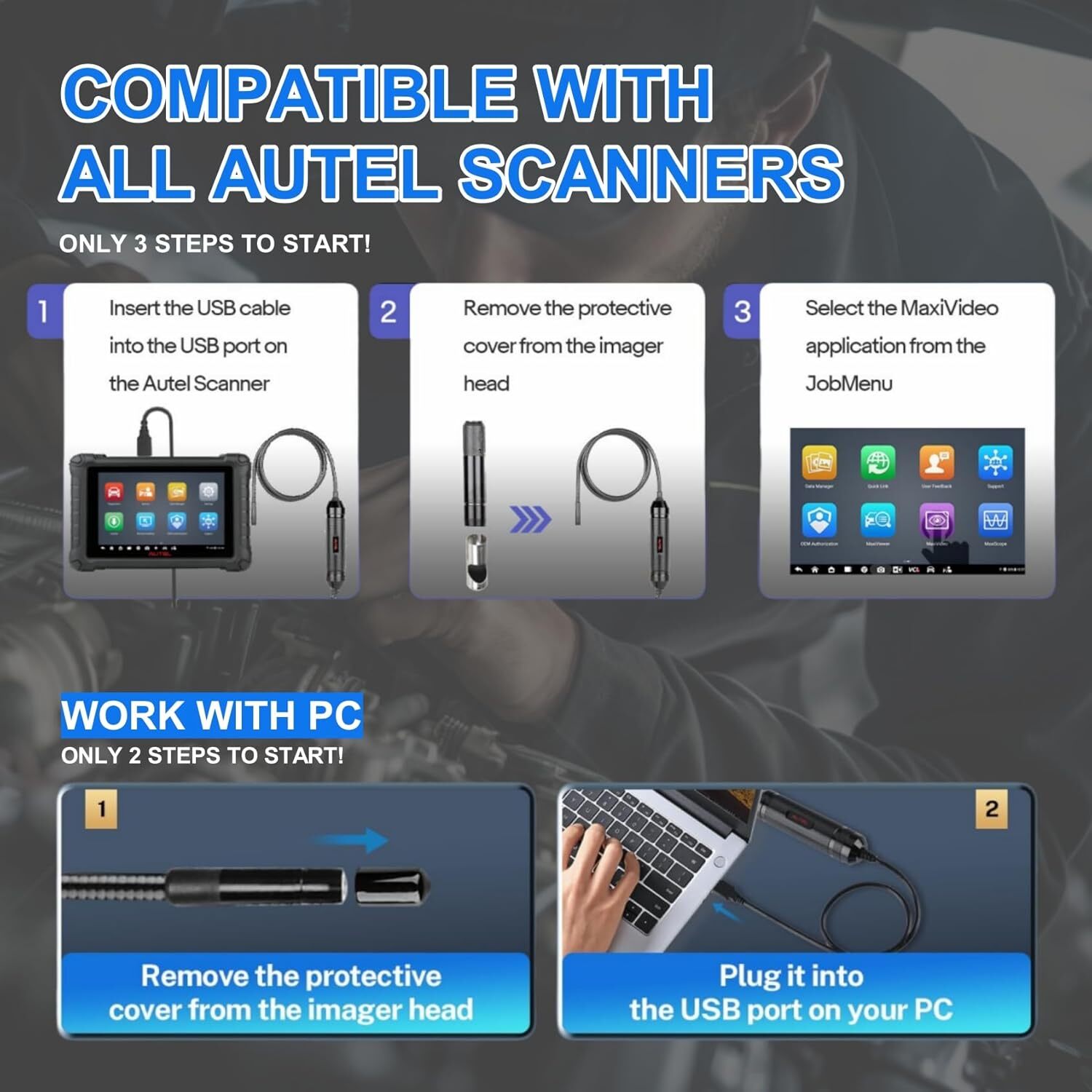 Autel MV108S MaxiVideo Inspection Video Scope 8.5mm Digital For MK808BT MP808TS