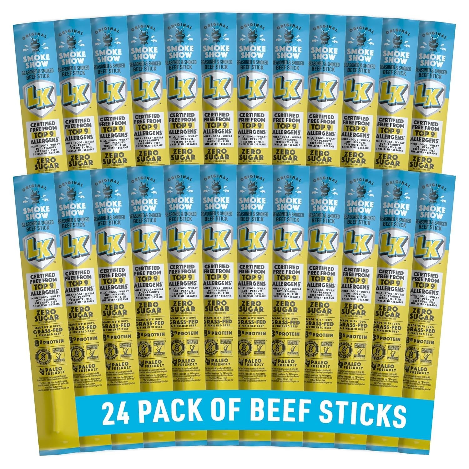 Smoke Show Seasoned & Smoked Beef Sticks - (Pack of 24) 1 oz Meat Sticks - Re...