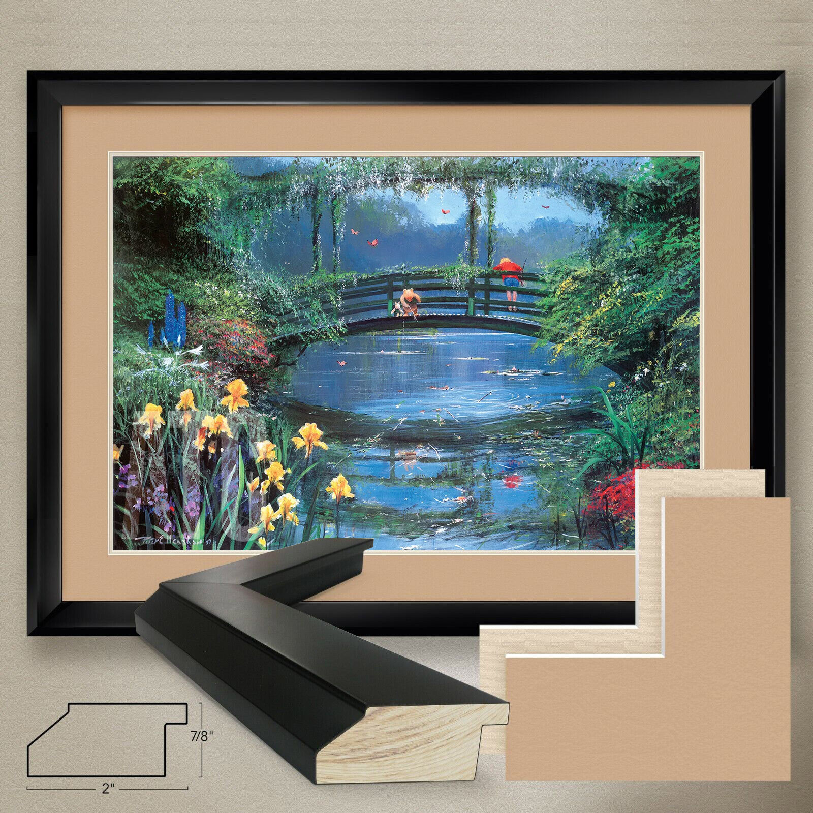 36W"x26H" REFLECTIONS FRIENDSHIP by PETER ELLENSHAW -DOUBLE MATTE, GLASS & FRAME