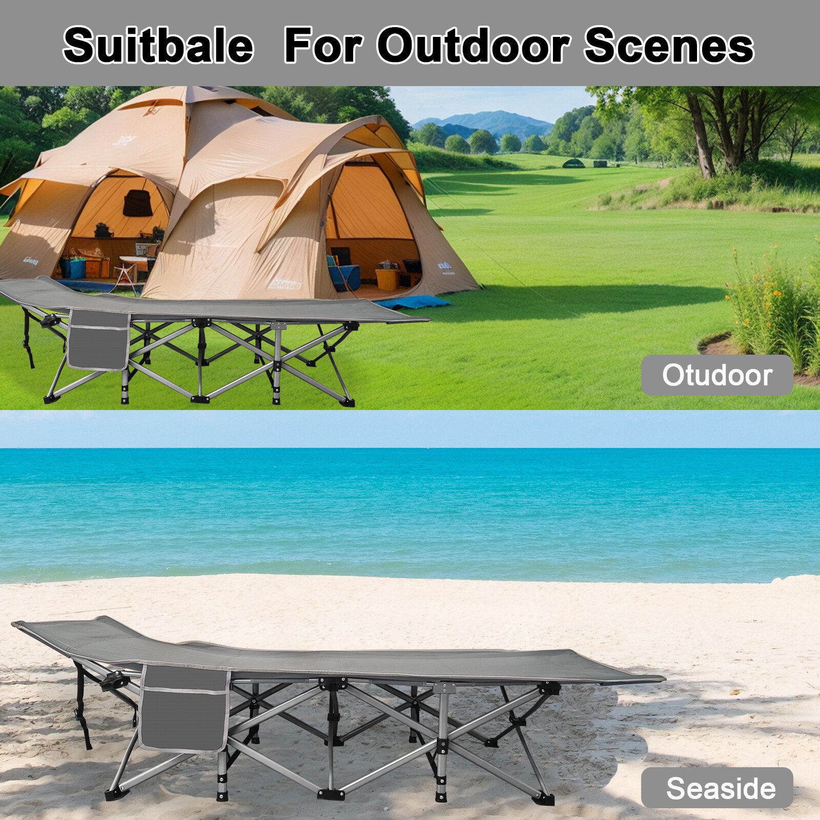 Pro Series Collapsible Camping Cots - Heavyweight Support for Backpacking/Guest